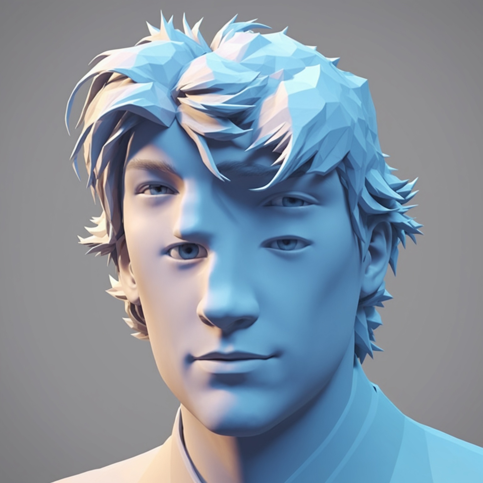 low poly,lowpoly,3d model,color is changable in ps,3d rendered,material test,rendered,sculpt,3d render,bust,jonesy,gradient mesh,eikichi,3d man,voxel,fbx,head icon,silico,bleu,stylized,3D,Low Poly